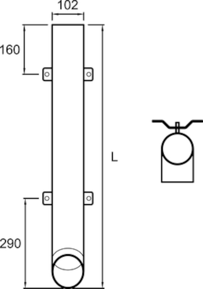 VANDALRÖR 102 M UTKASTARE PLANNJA VIT 80 1900 MM