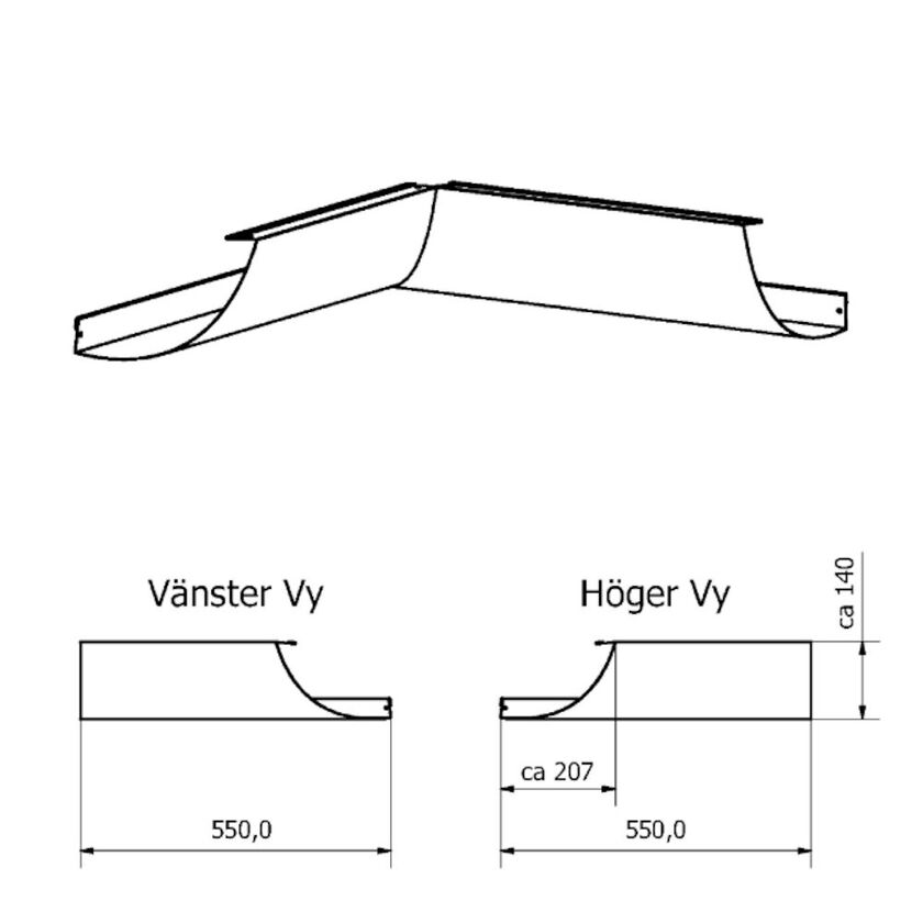 INNERHÖRN LÅGT DELAT INTERIOR VIT 125 MM
